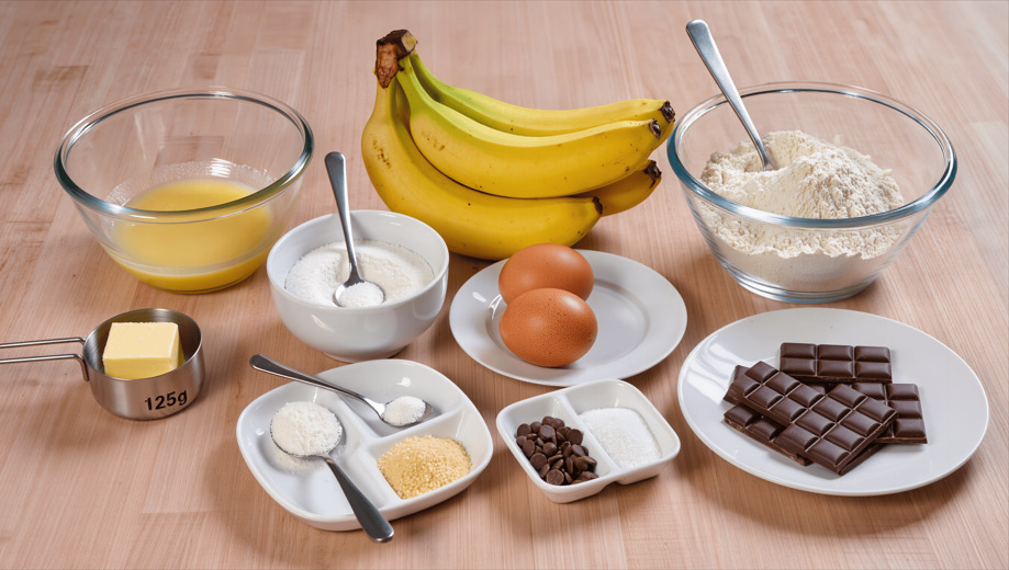 Ingredienser til banankage bradepande